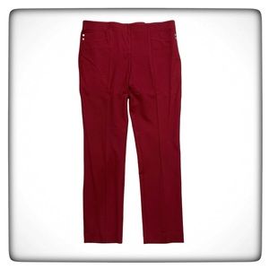 Nine West Pull On Stretch Woven Red Slim Leg Pants Career Office Size XLP NWT